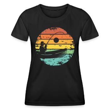 Pêche Pêcheur Bateau Rétro Coucher de soleil - T-shirt sport Femme - noir - Devant - AI Model Female 172 light (172cm)