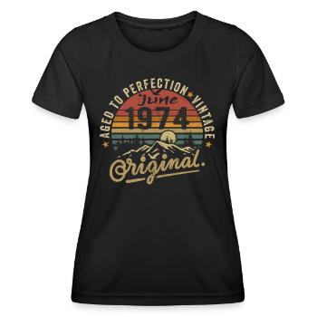 Geburtstag Juni 1974 Juni 1974 June 1974 - Frauen Funktions-T-Shirt - Schwarz - Vorne - AI Model Female 172 light (172cm)
