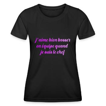 HUMOUR : LE CHEF , cadeau humour - T-shirt sport Femme - noir - Devant - AI Model Female 172 light (172cm)