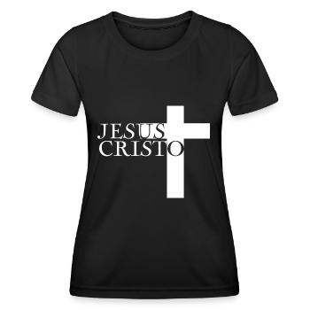 Jésus-Christ Dieu Dieu - T-shirt sport Femme - noir - Devant - AI Model Female 172 light (172cm)