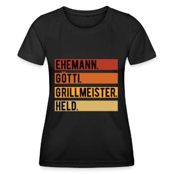 Ehemann Götti Grillmeister Held Götti Geschenk - Frauen Funktions-T-Shirt - Schwarz - Vorne - AI Model Female 172 light (172cm)
