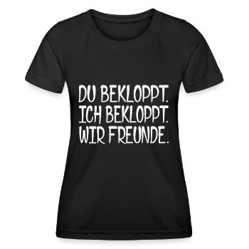Du bekloppt. Ich bekloppt. Wir Freunde. [white] - Frauen Funktions-T-Shirt - Schwarz - Vorne - AI Model Female 172 light (172cm)