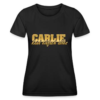 Geschenk für Carlie - Frauen Funktions-T-Shirt - Schwarz - Vorne - AI Model Female 172 light (172cm)