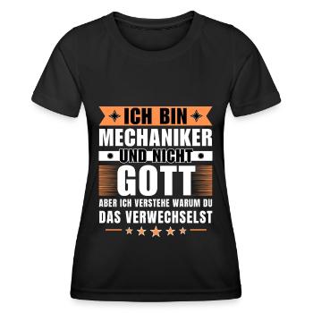 Ich bin Mechaniker und nicht Gott - Frauen Funktions-T-Shirt - Schwarz - Vorne - AI Model Female 172 light (172cm)