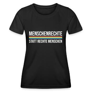 Menschenrechte statt rechte Menschen - Frauen Funktions-T-Shirt - Schwarz - Vorne - AI Model Female 172 light (172cm)