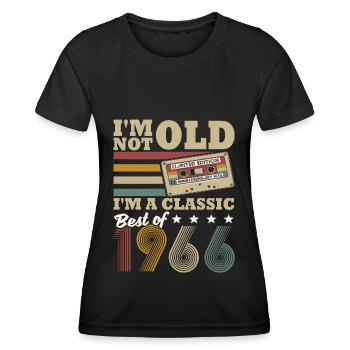 Vintage 1966 born birthday saying - Women's Functional T-Shirt - black - Front - AI Model Female 172 light (172cm)