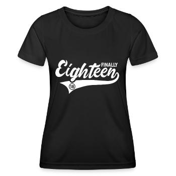Enfin 18 ans 18 ans - T-shirt sport Femme - noir - Devant - AI Model Female 172 light (172cm)