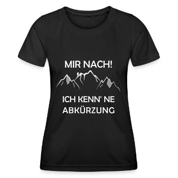 Bergsteiger Tshirt ich kenne eine abkürzung - Frauen Funktions-T-Shirt - Schwarz - Vorne - AI Model Female 172 light (172cm)