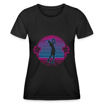Golf Golfen Golfer Retro Vintage Retrowave - Frauen Funktions-T-Shirt - Schwarz - Vorne - AI Model Female 172 light (172cm)