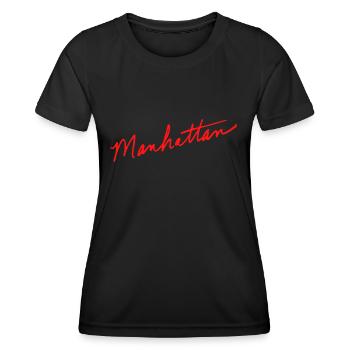 Manhattan police manuscrite - T-shirt sport Femme - noir - Devant - AI Model Female 172 light (172cm)