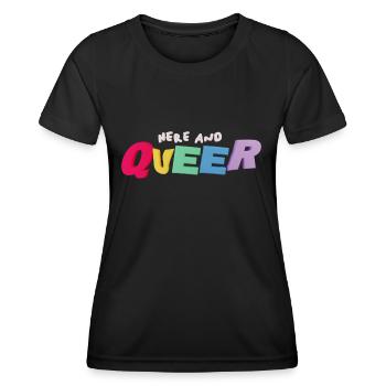 Ici et Queer! - T-shirt sport Femme - noir - Devant - AI Model Female 172 light (172cm)