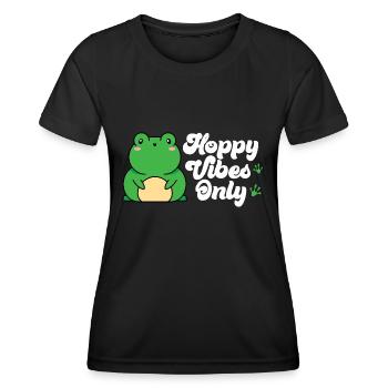Cute Hoppy Vibes Only Frog Fans Herpetologist Amph - Women's Functional T-Shirt - black - Front - AI Model Female 172 light (172cm)