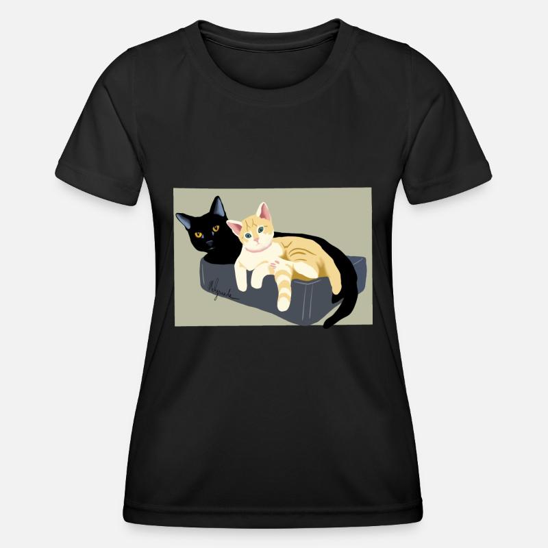 Two Cute Cats - Women's Functional T-Shirt - black