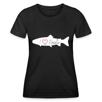 I love Trout white transparent - Women's Functional T-Shirt - black - Front - AI Model Female 172 light (172cm)