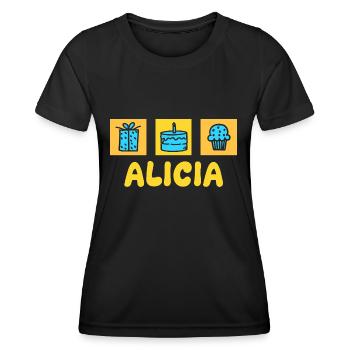 Alicia als Vorname - Frauen Funktions-T-Shirt - Schwarz - Vorne - AI Model Female 172 light (172cm)