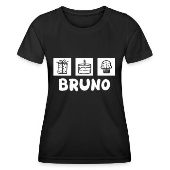 Prénom Bruno - T-shirt sport Femme - noir - Devant - AI Model Female 172 light (172cm)