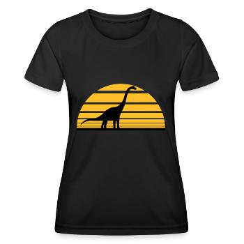 sonne abends sonnenaufgang Diplodocus langhals gro - Frauen Funktions-T-Shirt - Schwarz - Vorne - AI Model Female 172 light (172cm)
