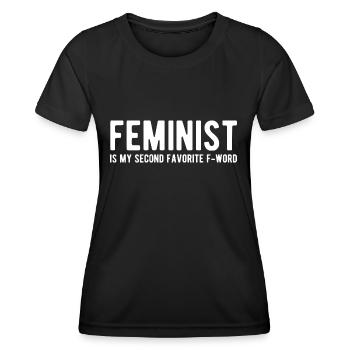 Feminist F-Word - Frauen Funktions-T-Shirt - Schwarz - Vorne - AI Model Female 172 light (172cm)