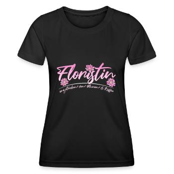 Floristin Spruch Mit Blumen Und Kaffee Floristik - Frauen Funktions-T-Shirt - Schwarz - Vorne - AI Model Female 172 light (172cm)