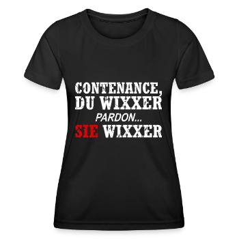 Contenance, Du Wixxer - Frauen Funktions-T-Shirt - Schwarz - Vorne - AI Model Female 172 light (172cm)
