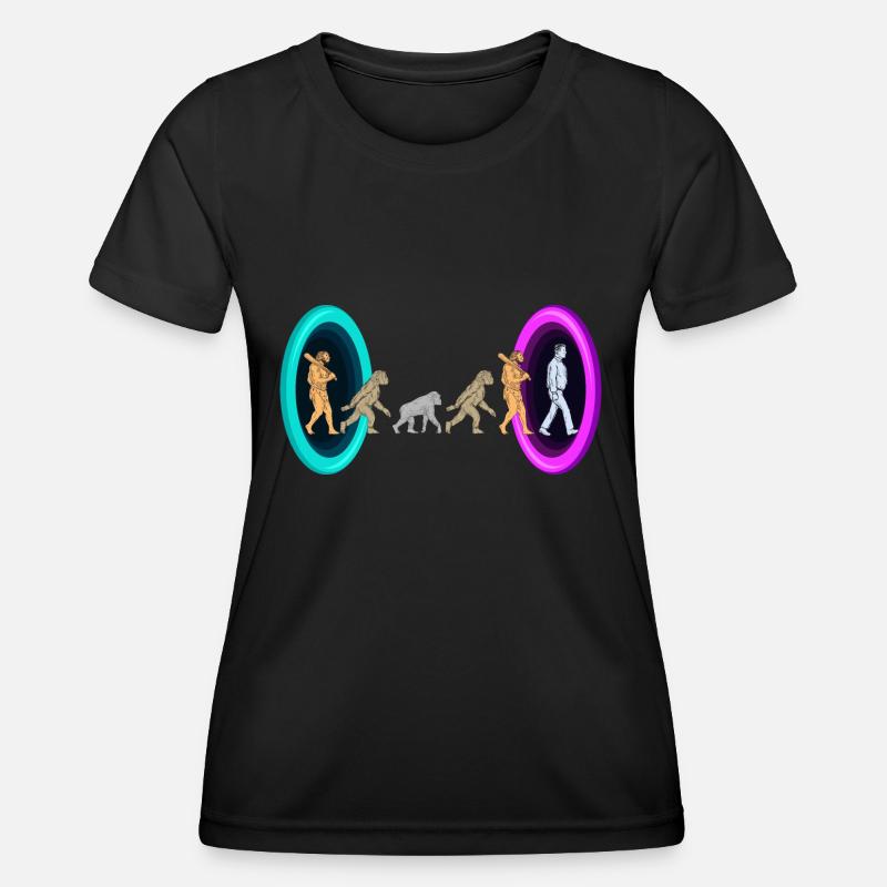 Evolution durch Portale - Frauen Funktions-T-Shirt - Schwarz