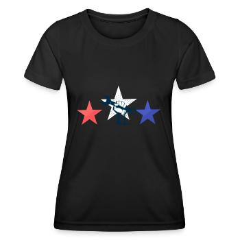 Labor Day Shirt - Stars & Work - Frauen Funktions-T-Shirt - Schwarz - Vorne - AI Model Female 172 light (172cm)