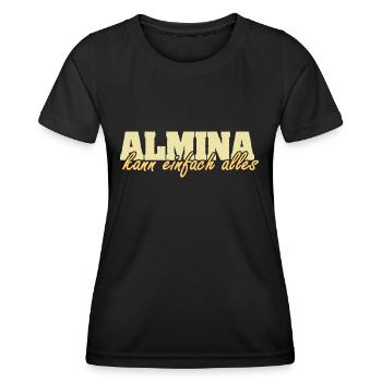 Motto Almina - Frauen Funktions-T-Shirt - Schwarz - Vorne - AI Model Female 172 light (172cm)