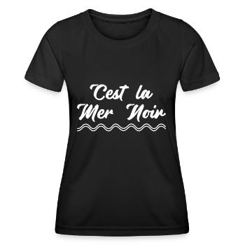 Humour réponse champion c'est la mer noire - T-shirt sport Femme - noir - Devant - AI Model Female 172 light (172cm)