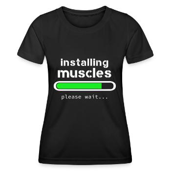 installing muscles - T-shirt sport Femme - noir - Devant - AI Model Female 172 light (172cm)