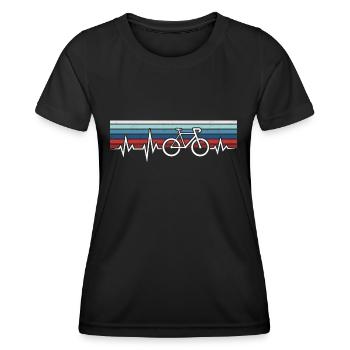 HEARTBEAT CYCLING VÉLO DE ROUTE TOUR CYCLISTE - T-shirt sport Femme - noir - Devant - AI Model Female 172 light (172cm)