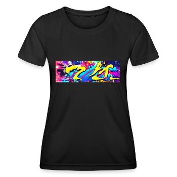 Graffiti tache de couleur Streetart - T-shirt sport Femme - noir - Devant - AI Model Female 172 light (172cm)
