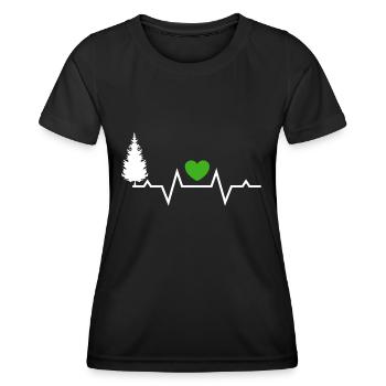 Natur Baum Herzschlag Wald Holz - Frauen Funktions-T-Shirt - Schwarz - Vorne - AI Model Female 172 light (172cm)