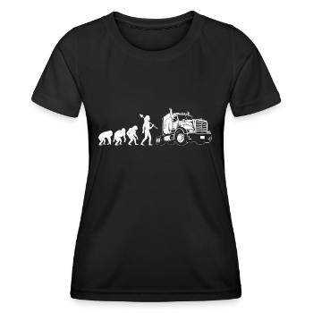 Trucker Evolution Fahren Papa Trucker Vater LKW - Frauen Funktions-T-Shirt - Schwarz - Vorne - AI Model Female 172 light (172cm)