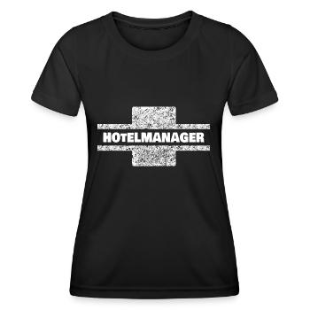 Profession Directeur de l’hôtel - T-shirt sport Femme - noir - Devant - AI Model Female 172 light (172cm)