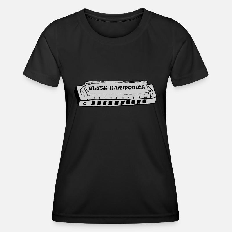 bluesharmonica - Frauen Funktions-T-Shirt - Schwarz