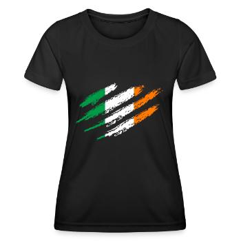 Irlande Drapeau Rayures Drapeau irlandais Dublin Griffes - T-shirt sport Femme - noir - Devant - AI Model Female 172 light (172cm)