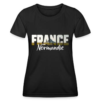 France Normandie, Vacances Normandie - T-shirt sport Femme - noir - Devant - AI Model Female 172 light (172cm)