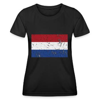 Pays-Bas - T-shirt sport Femme - noir - Devant - AI Model Female 172 light (172cm)