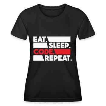 Eat Sleep Code Repeat Programmeur Devloper - T-shirt sport Femme - noir - Devant - AI Model Female 172 light (172cm)