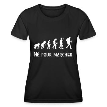 né pour marcher évolution - T-shirt sport Femme - noir - Devant - AI Model Female 172 light (172cm)
