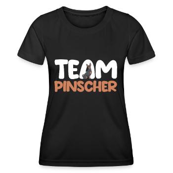 Hund Pinscher - Frauen Funktions-T-Shirt - Schwarz - Vorne - AI Model Female 172 light (172cm)