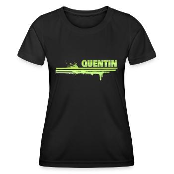 Quentin comme touche de couleur - T-shirt sport Femme - noir - Devant - AI Model Female 172 light (172cm)