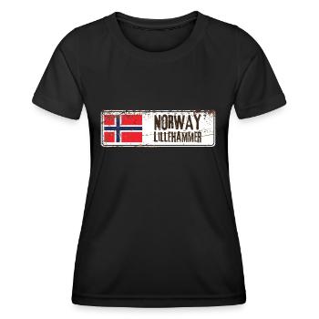 Lillehammer Norvège Drapeau - T-shirt sport Femme - noir - Devant - AI Model Female 172 light (172cm)