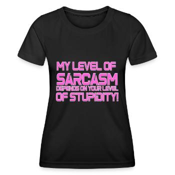 Sarcasme - T-shirt sport Femme - noir - Devant - AI Model Female 172 light (172cm)