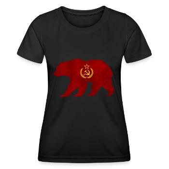 Bär Silhouette mit Hammer und Sichel UDSSR - Frauen Funktions-T-Shirt - Schwarz - Vorne - AI Model Female 172 light (172cm)