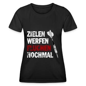 Lustig Dart Scheiben Wettkampf Darten - Frauen Funktions-T-Shirt - Schwarz - Vorne - AI Model Female 172 light (172cm)