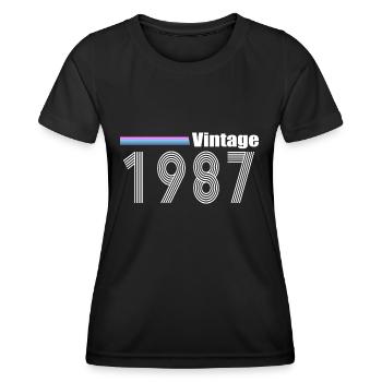 1987 - Frauen Funktions-T-Shirt - Schwarz - Vorne - AI Model Female 172 light (172cm)