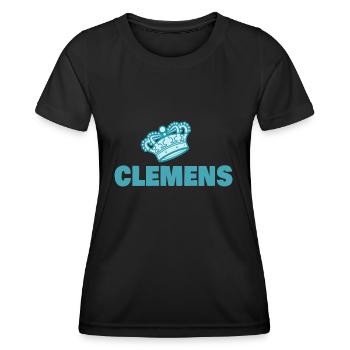 First name Clemens - Women's Functional T-Shirt - black - Front - AI Model Female 172 light (172cm)