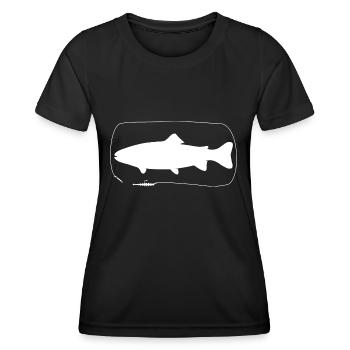 Truite avec leurre souple - T-shirt sport Femme - noir - Devant - AI Model Female 172 light (172cm)
