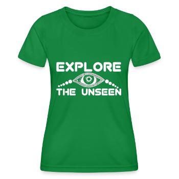 Erforsche das Unsichtbare - Frauen Funktions-T-Shirt - Kelly Green - Vorne - AI Model Female 172 dark (172cm)